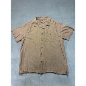 RSQ Shirt Men  XL Brown Short Sleeve Preppy Casual Minimal Woven Career Outdoor